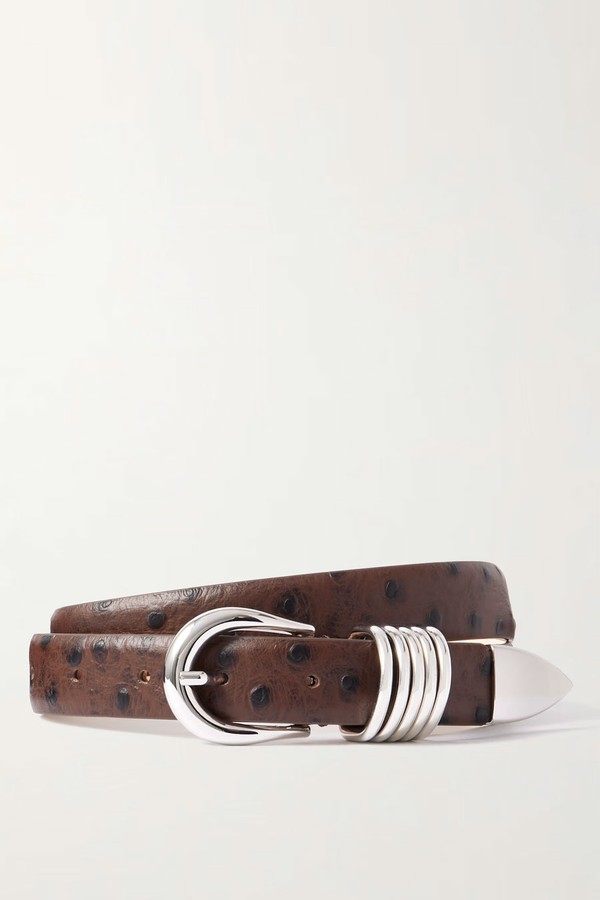 Hollyhock Ostrich-Effect Leather Waist Belt from Déhanche