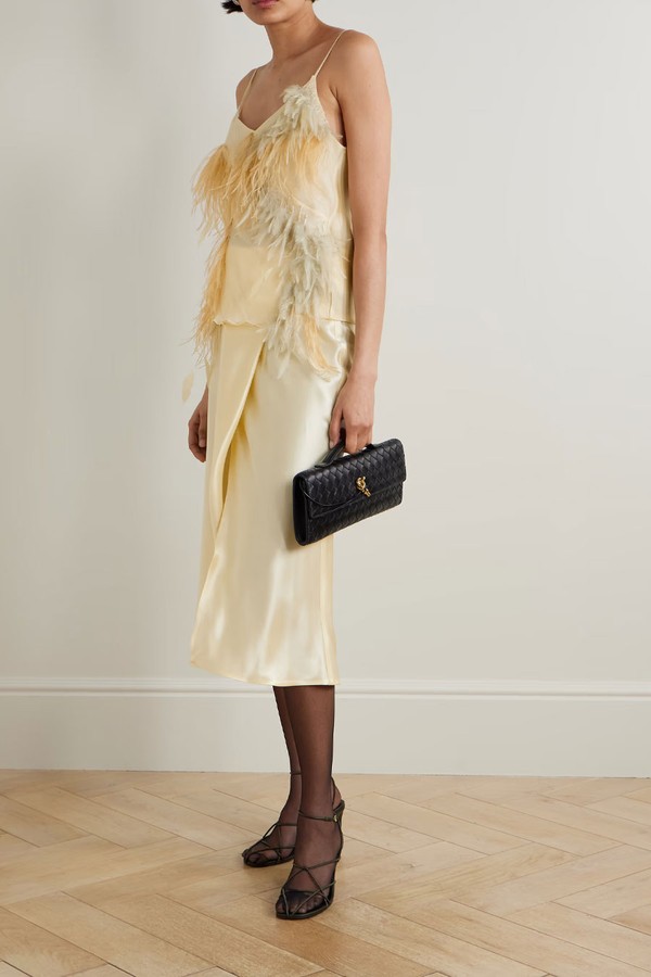 Feather-Trimmed Tulle & Satin Camisole from SHARON WAUCHOB