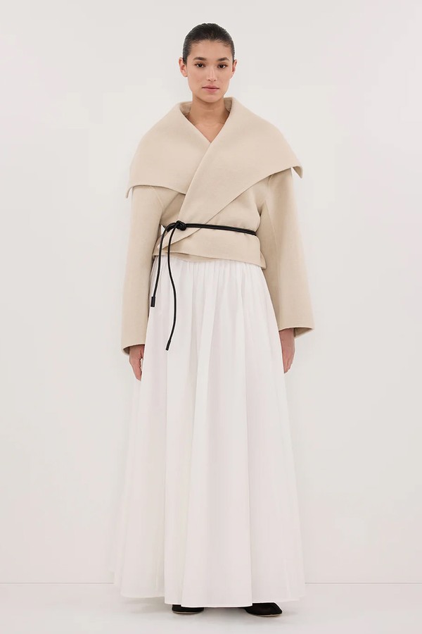 Lucia Cropped Wool Blend Trench Coat from Dissh