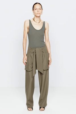 Slouched Pocket Wool Wide-Leg Trousers from Raey