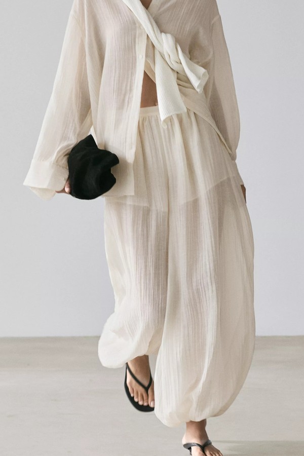 Flowing Sarouel Trousers With Pleated Detail