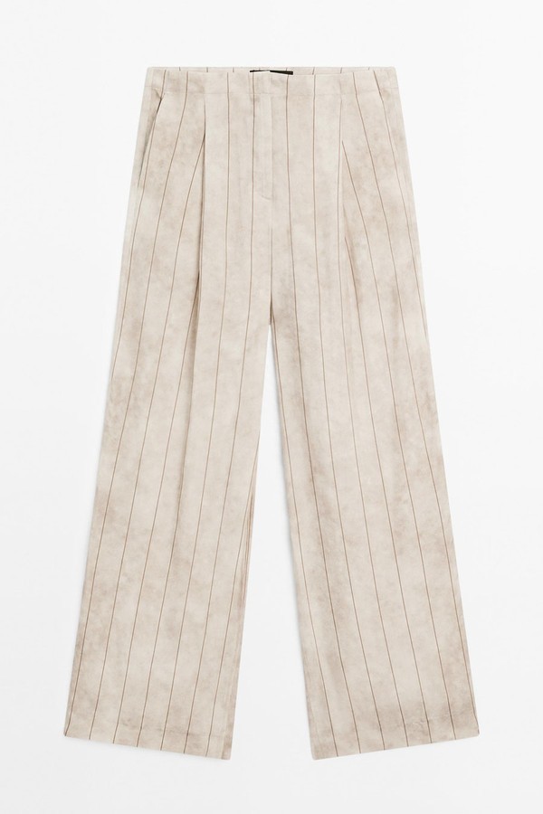 Straight-Leg Striped Flowing Trousers