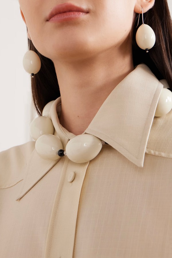 Host Egg Porcelain, Crystal-Quartz & Sterling Silver Earrings from Gohar World