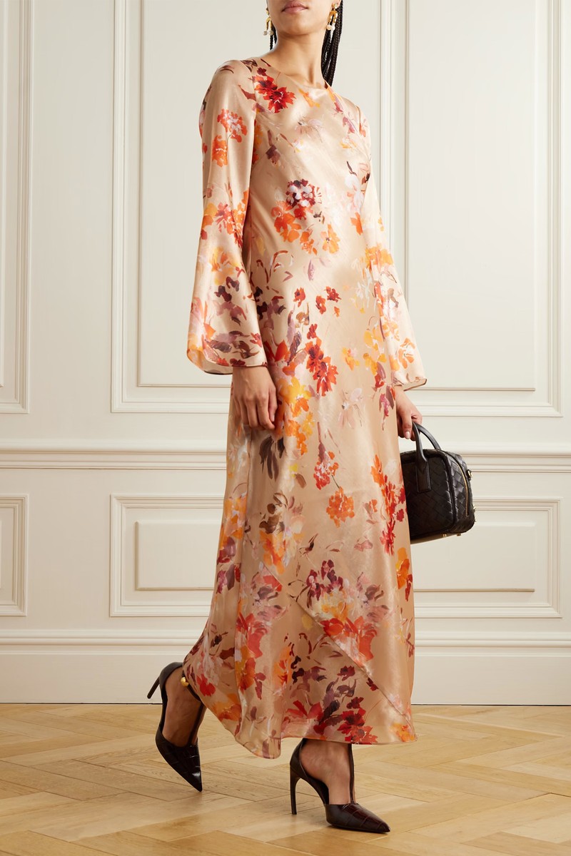 Transept Floral-Print Satin Maxi Dress, AED 2,364 | AJE