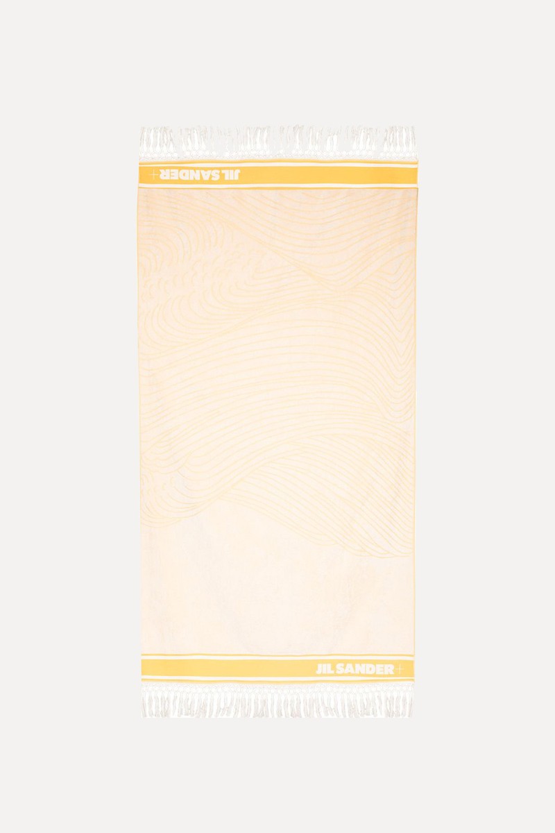 Fringed Logo Print Towel from Jil Sander