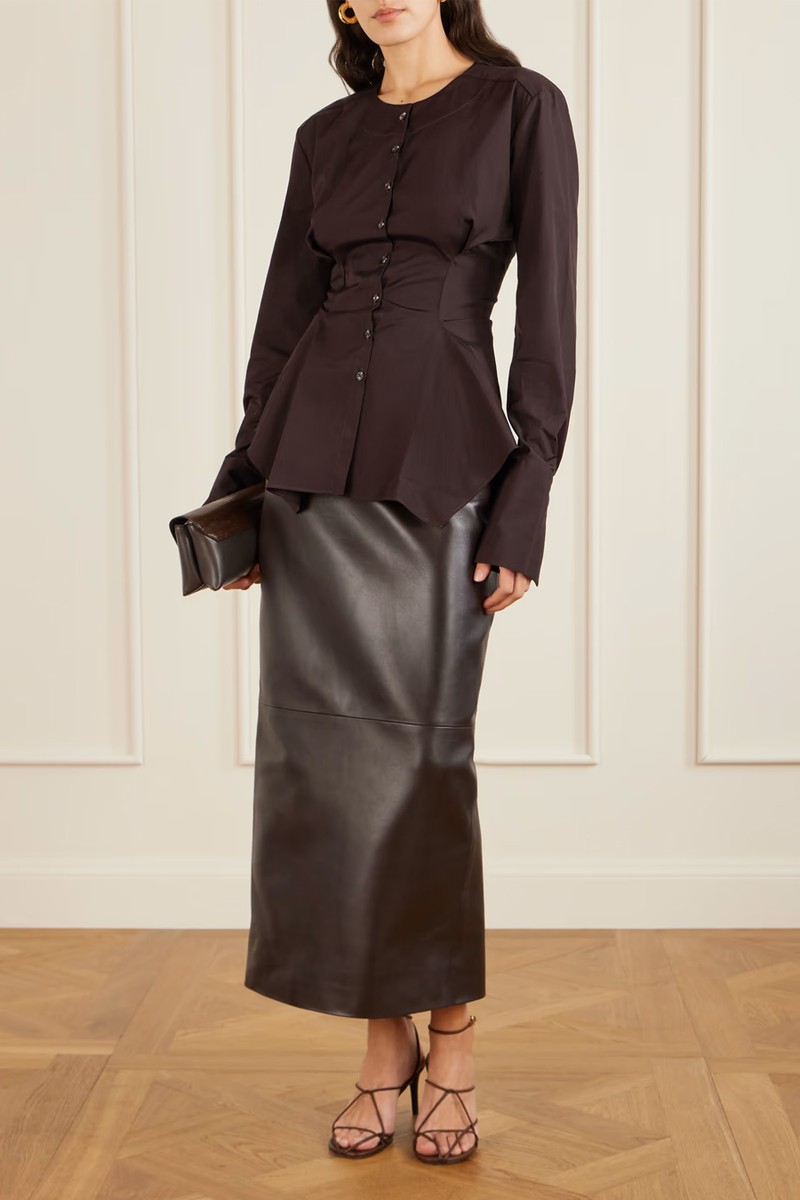 Lavinia Cotton-Poplin Peplum Blouse from LIBEROWE