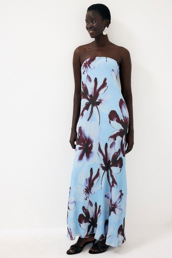 Plisse Maxi Tube Dress