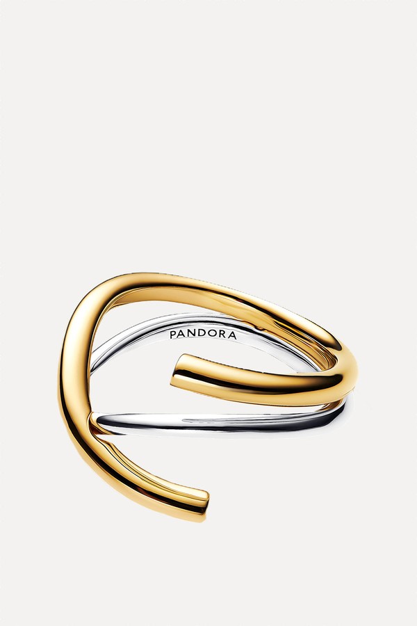 Organically Shaped Two-tone Double Ring