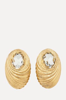 Cocoon Crystal Gold-Tone Clip Earrings from Saint Laurent