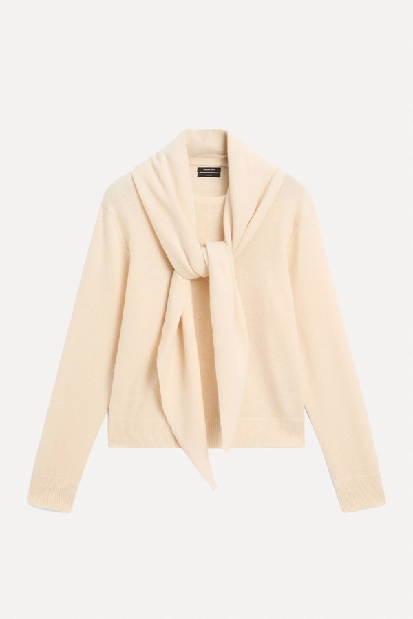 Knit Sweater With Scarf Detail from Massimo Dutti