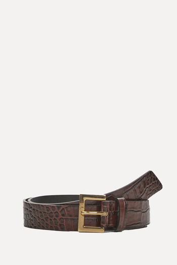 Croc-Effect Leather Belt from Mango