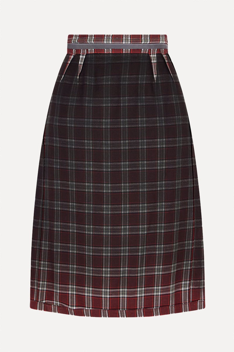 Dégradé Checked Woven Midi Skirt from Maison Margiela