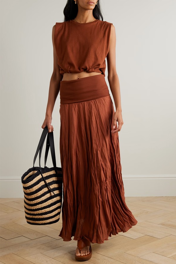 Convertible Crinkled Organic Linen-Blend Maxi Skirt from Johanna Ortiz