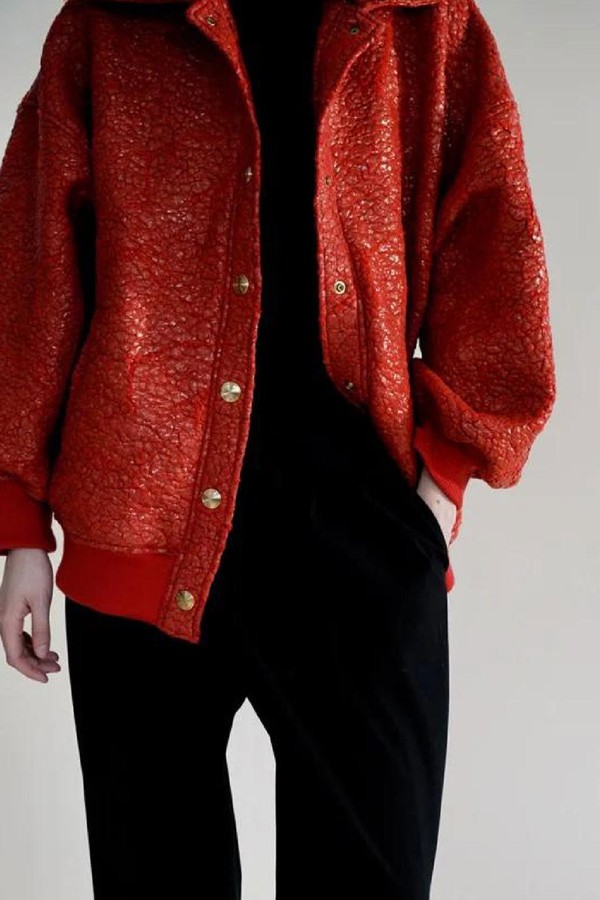 Red Bomber Jacket from Mariam Al Sibai