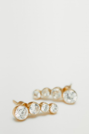 Rhinestone-Encrusted Climber Earrings from Massimo Dutti