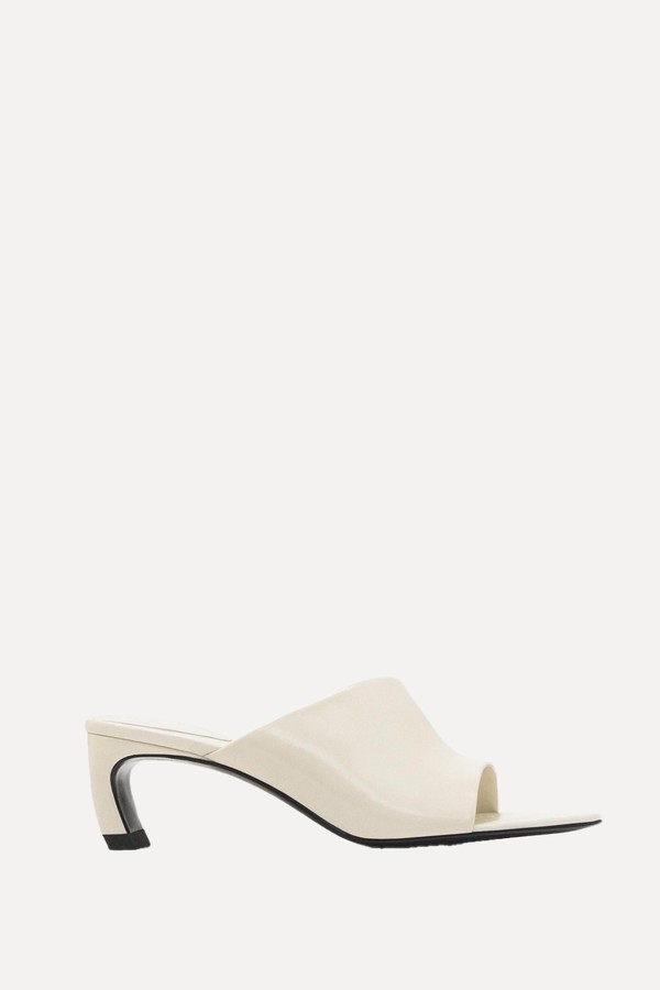 Leather High-Heel Slider Shoes