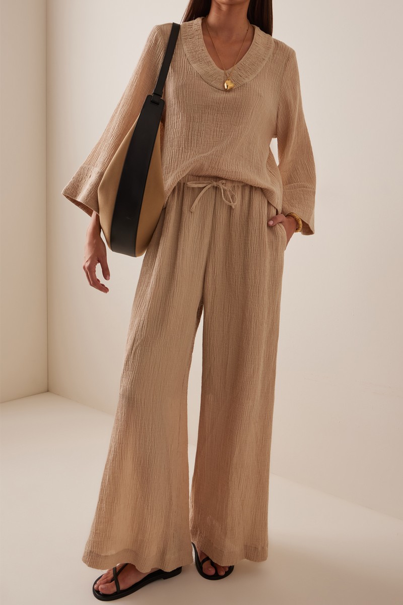 Clorella Ramie-Cotton Wide-Leg Pants from By Malene Birger