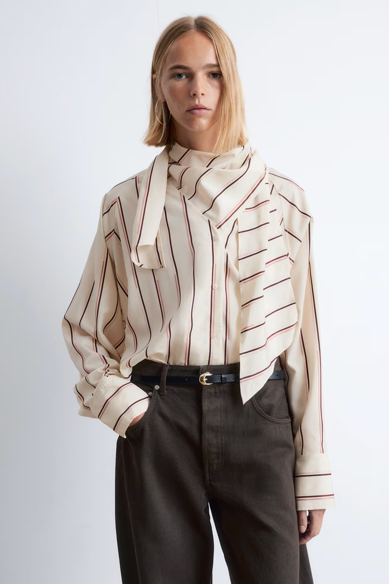 Scarf-Detail Shirt