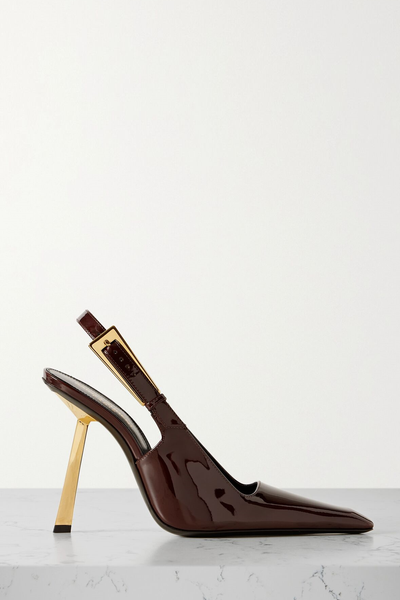 Lee Embellished Patent-Leather Slingback Pumps from Saint Laurent