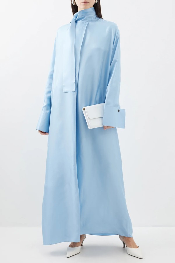 Scarf-Neck Silk Maxi Dress from Róhe