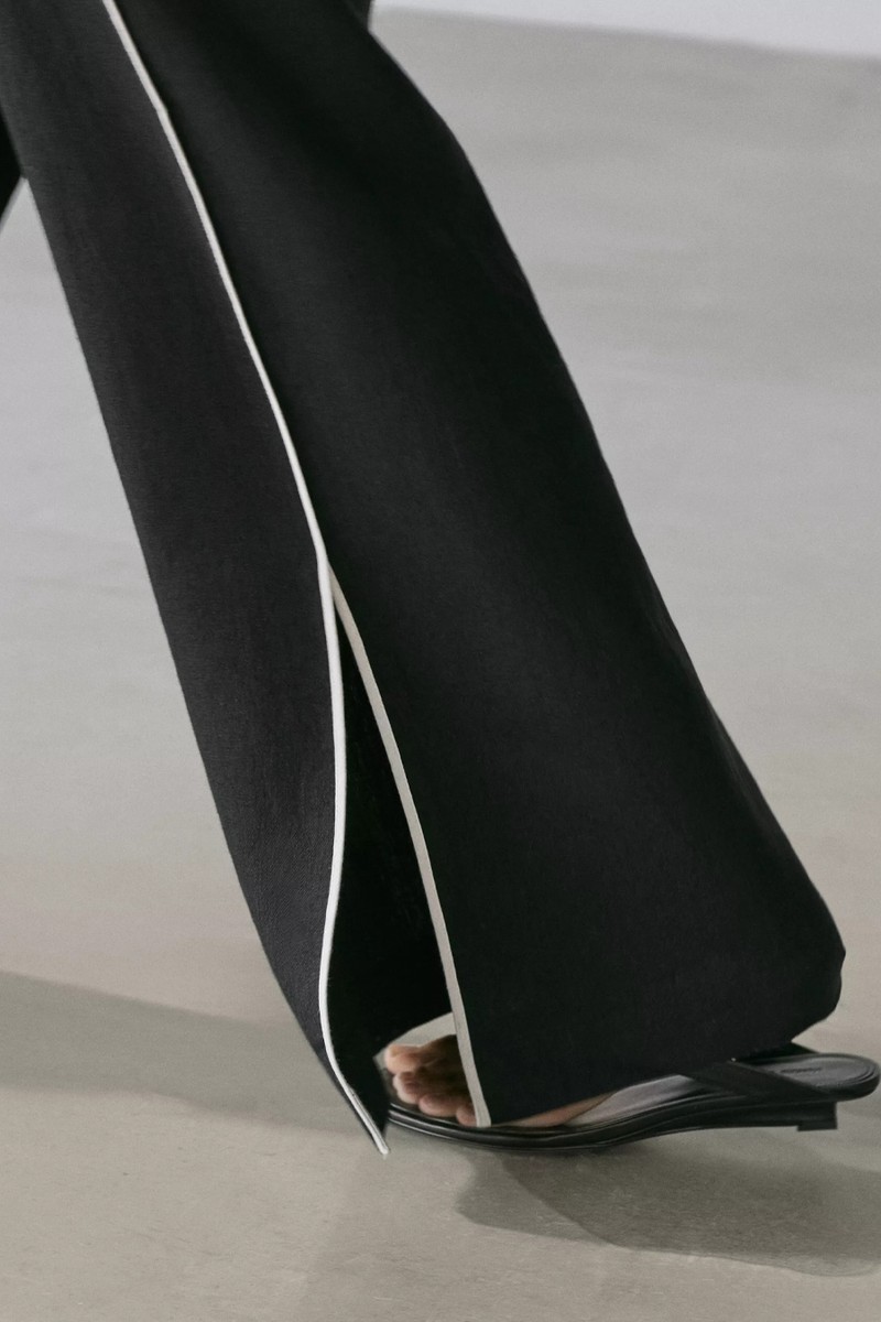 Linen Trousers With Contrast Trim