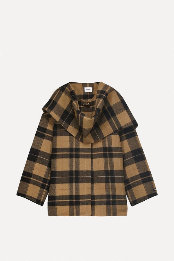 Plaid Jacket With Attached Scarf from Riva