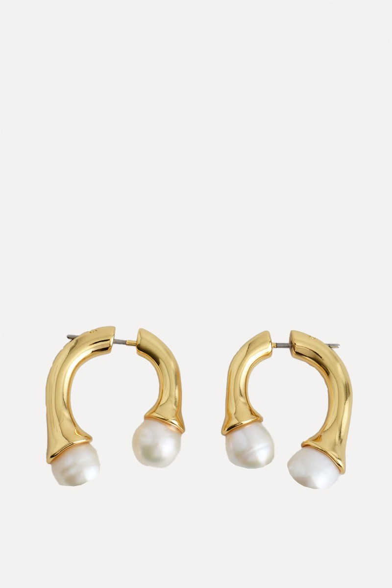 Arched Freshwater Pearl Earrings