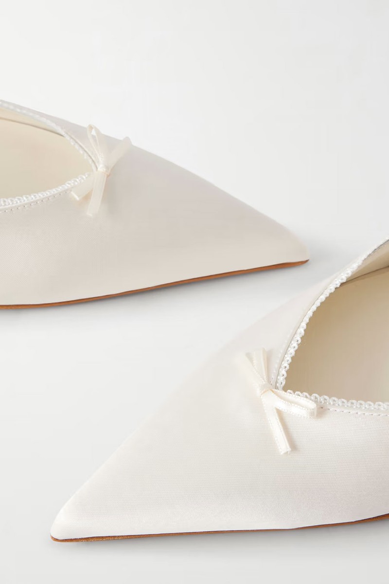 Moriah Lace-Trimmed Twill Slingback Pumps from NEOUS