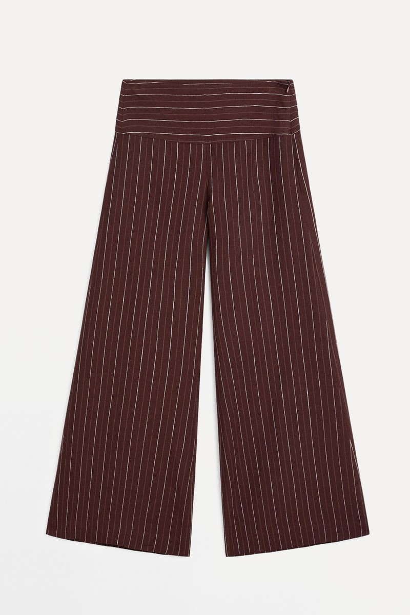 High-Waist Wide-Leg Linen Trousers