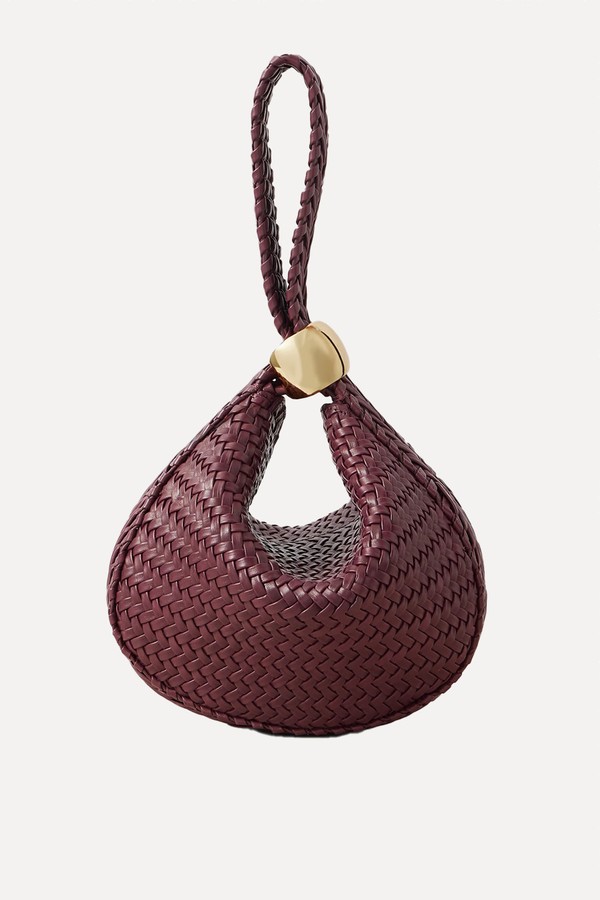 The Zambia Embellished Woven Leather Tote from Amanu