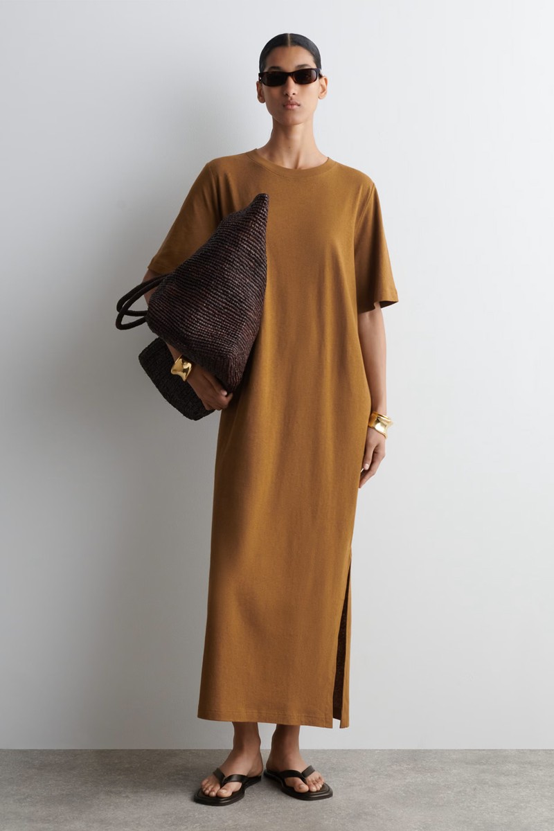 Cotton-Linen Maxi T-Shirt Dress