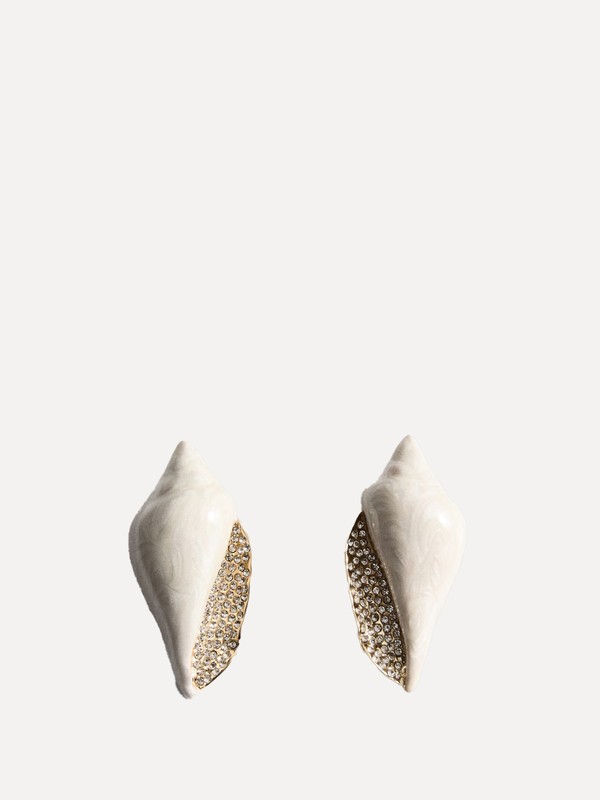 Shell Earrings With Rhinestone Detail