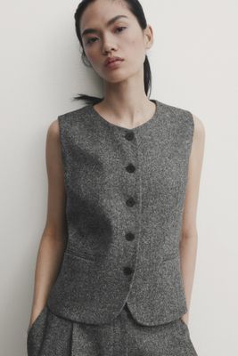 Wool Blend Knickerbocker-Yarn-Effect Vest