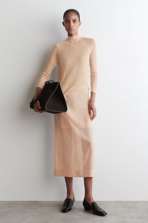 Sheer Ribbed-Knit Top