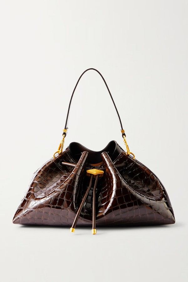 Cinch Medium Croc-Effect Leather Shoulder Bag from Jimmy Choo