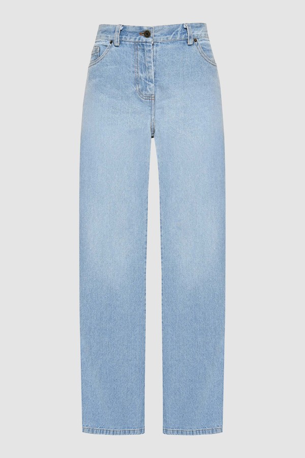 Mid-rise Straight Leg Washed Denim