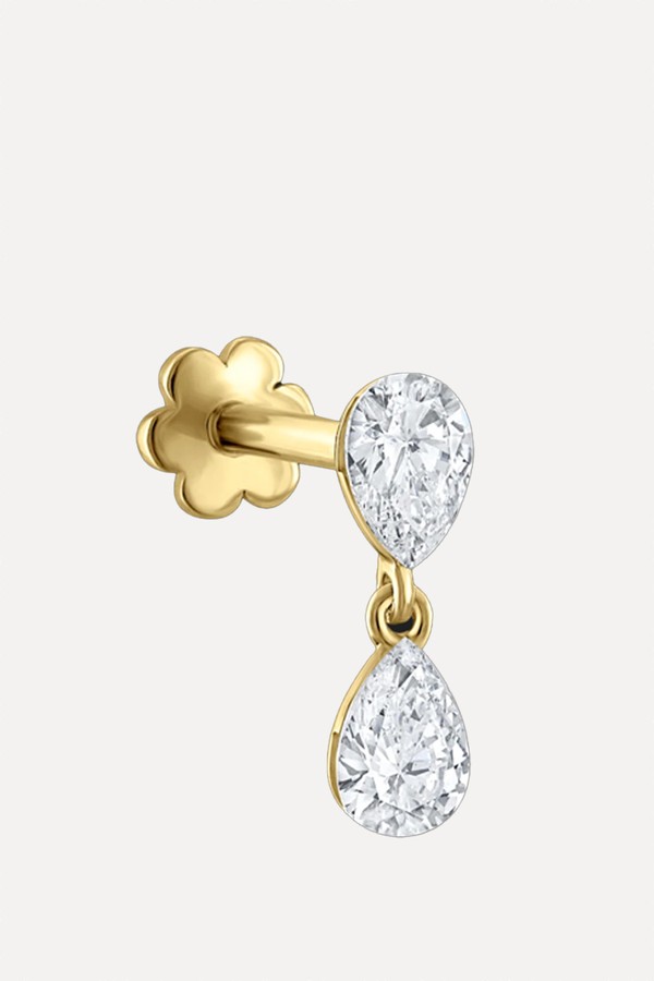 Pear Dangle Threaded Stud Earrings