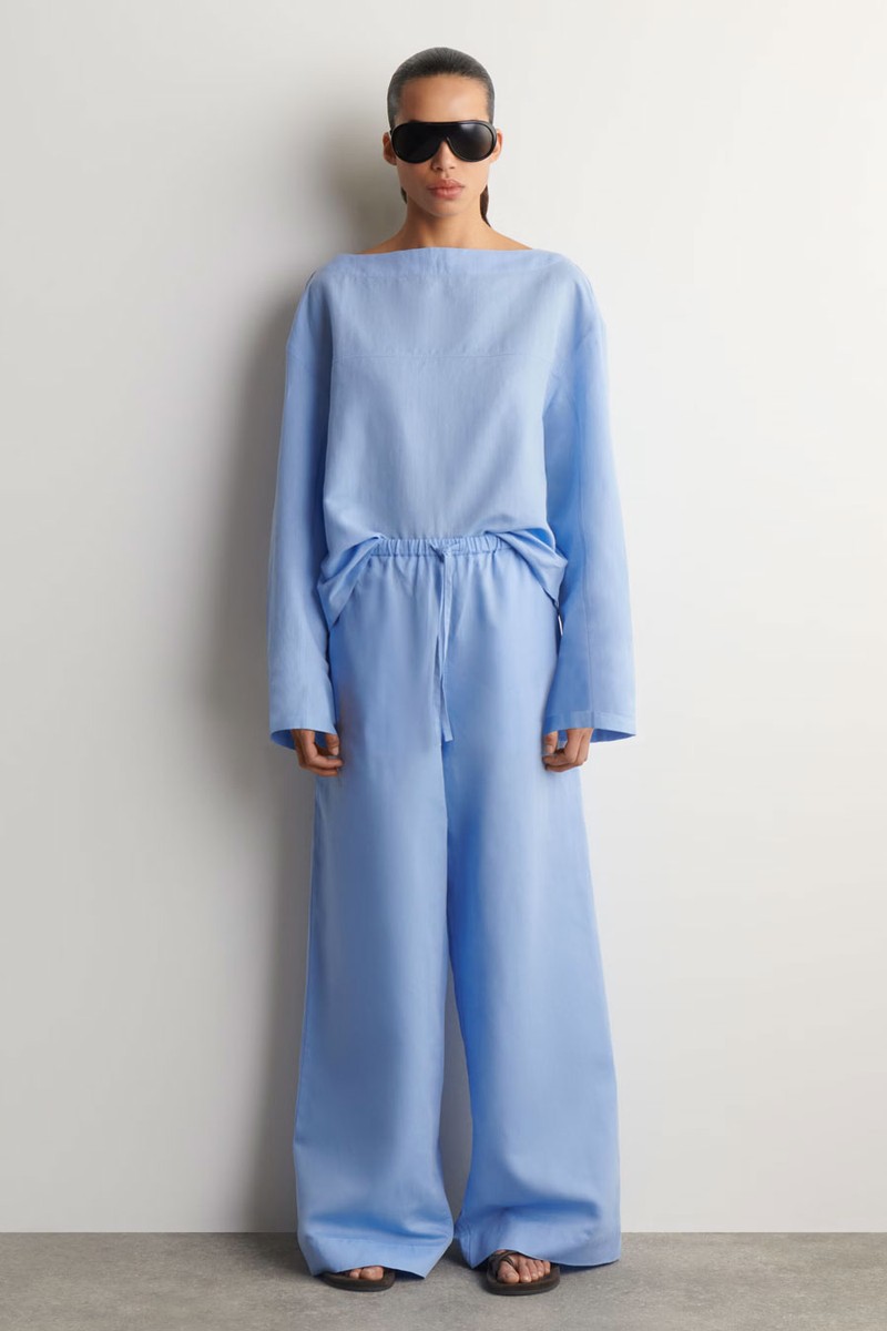 Wide-Leg Linen Drawstring Trousers from COS