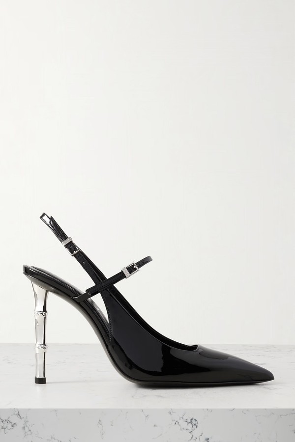 New Bamboo Patent-Leather Slingback Pumps from Gucci