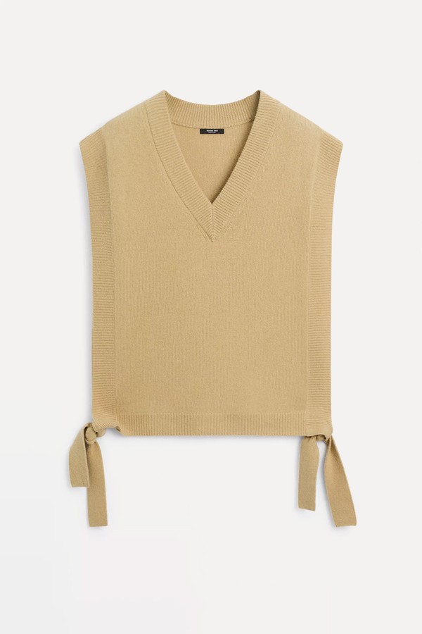 V-Neck Bib With Tie Details from Massimo Dutti
