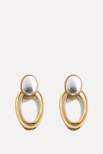 Mother-Of-Pearl Oval Earrings from Mango