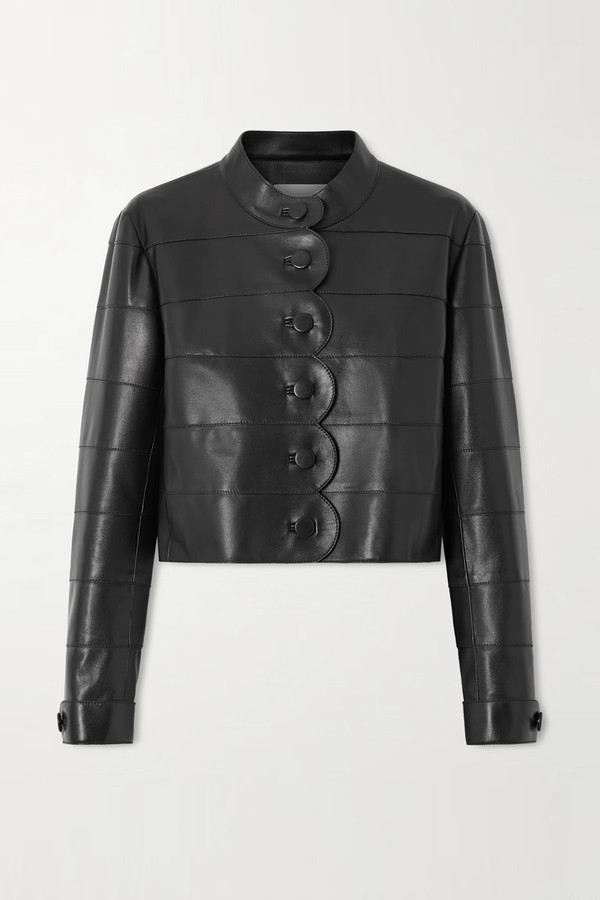 Rory Scalloped Leather Jacket from Veronica de Piante