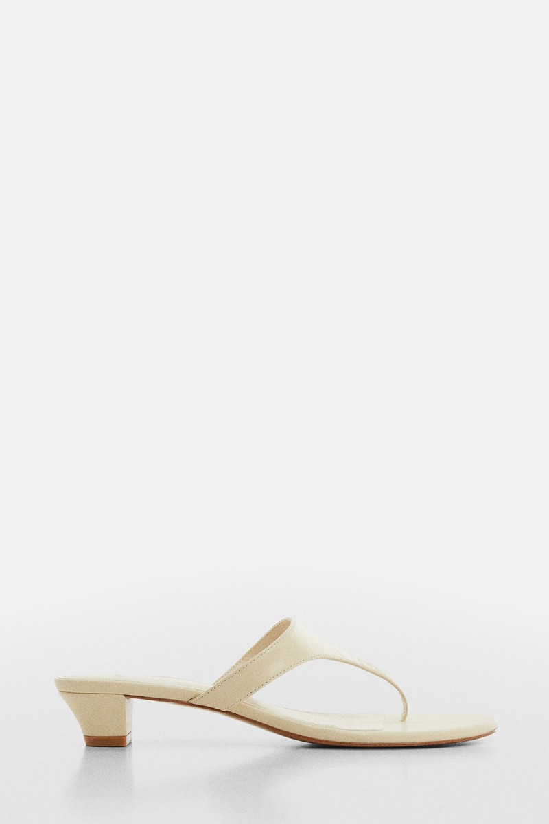 Kitten-Heel Leather Sandal from Mango