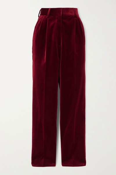 Fox Pleated Cotton-Velvet Straight-Leg Pants from Blazé Milano