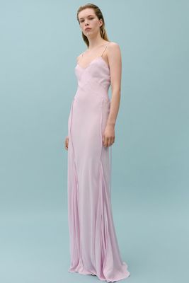 Godets Dress With Decorative Stitching, AED 1,200 | Victoria Beckham X Mango