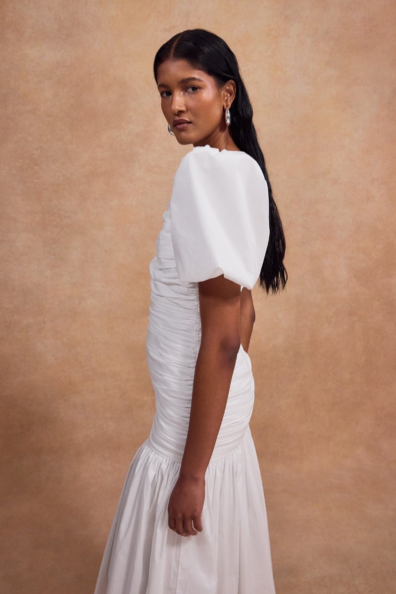 Mencia Ruched Cotton Midi Dress from De La Vali