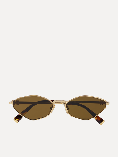 Hexagon-Frame Gold-Tone Sunglasses