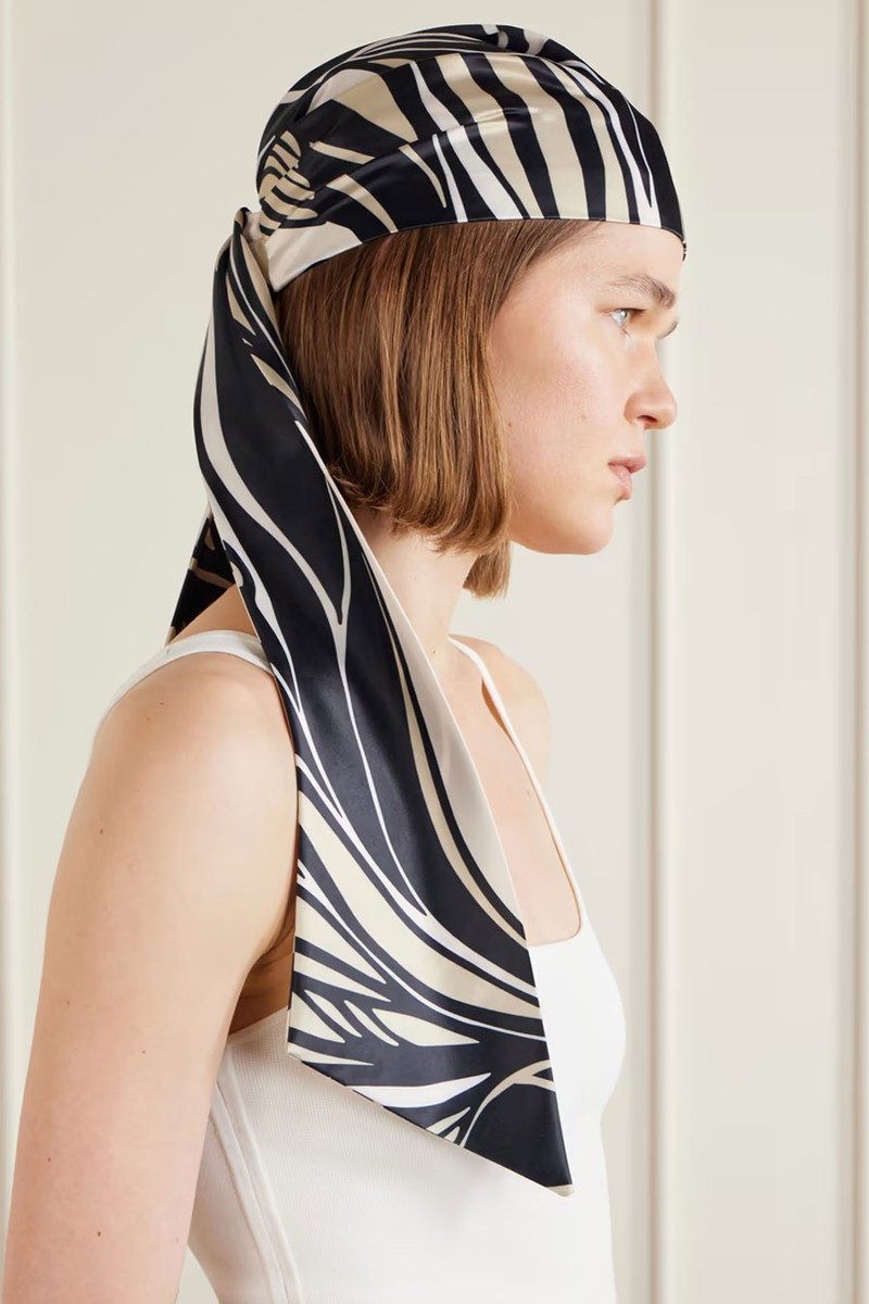 Gigi Wave-Printed Satin Scarf from Eugenia Kim