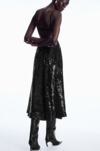 Floral-Patterned Sequinned Midi Skirt, AED 495