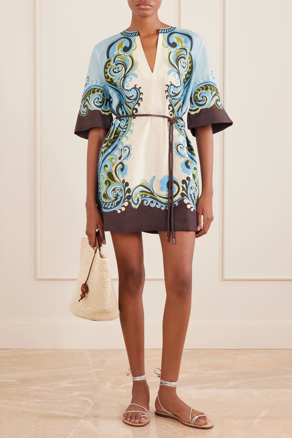 Natalia Printed Linen Mini Dress from ALÉMAIS